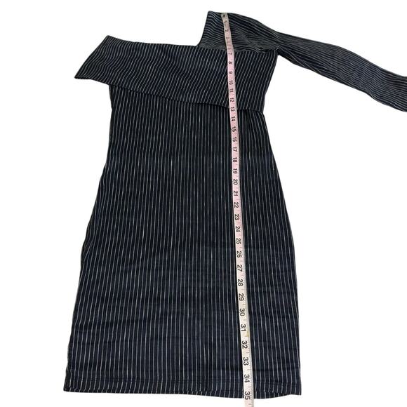 Beaufille Pinstripe One Shoulder Mini Dress - Picture 9 of 9